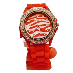 New zebra red Geneva watch silicone band